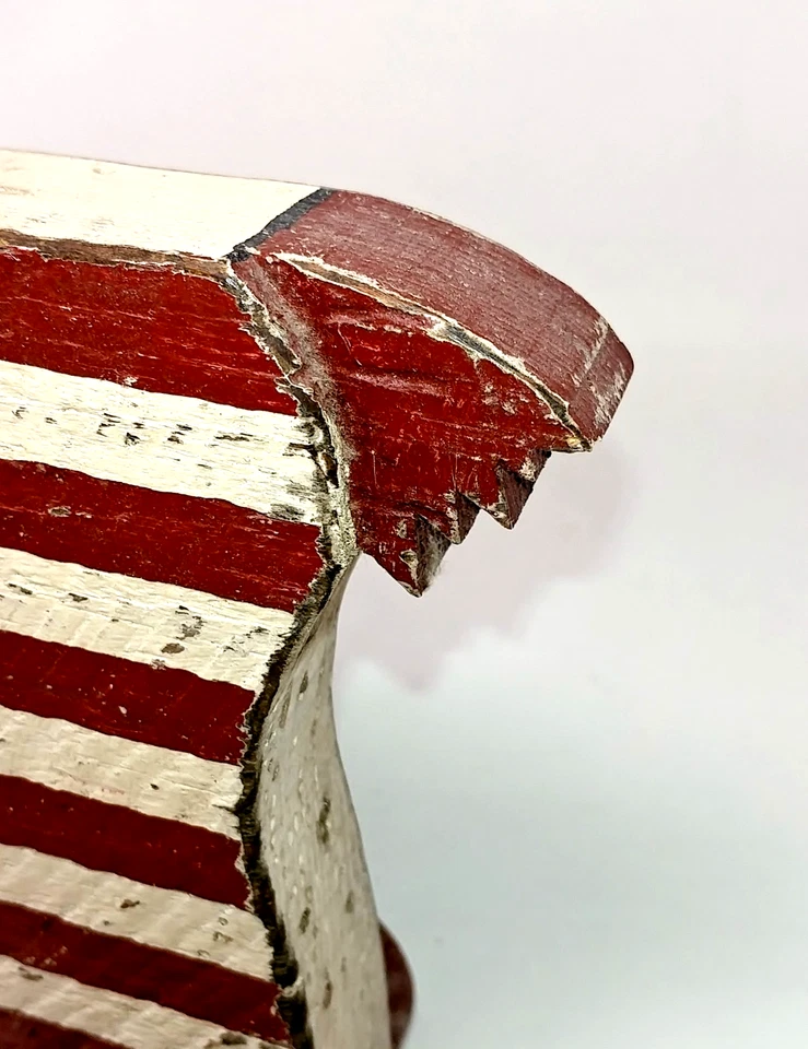 Primitive Americana 13 Estrellas y Rayas Colonial Madera Caballo sobre Ruedas Tirar Juguete Foto 4 de 4