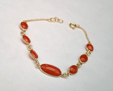 Bracciale donna corallo rosso Sardegna naturale argento 925 pl oro made in Italy