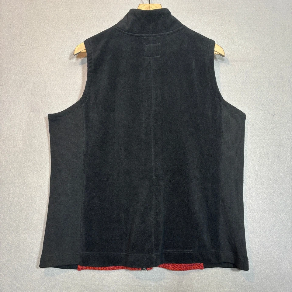 Chaleco Tallado con Volantes 2X Rayas Cremallera Frontal Negro Espalda Rayas Bloques de Color Acogedor Artístico Elegante Foto 2 de 4