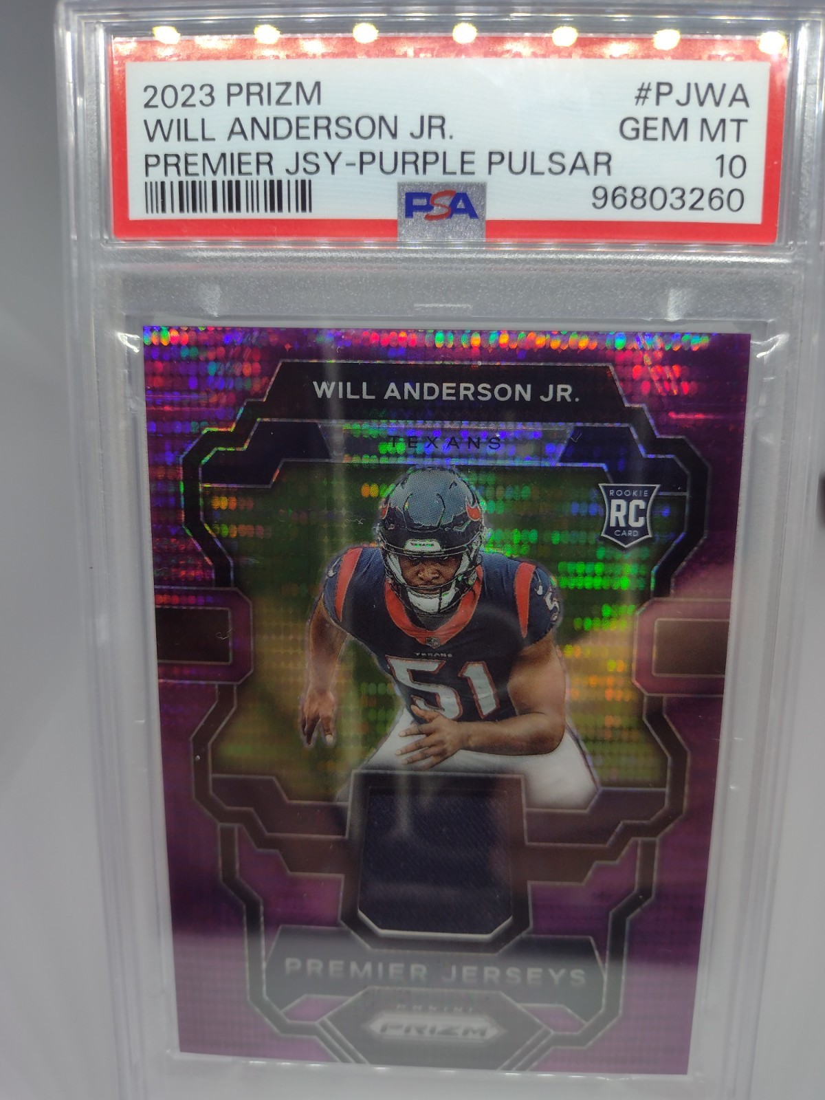 Will Anderson Panini Prizm Premier Jerseys #PJWA Purple Pulsar