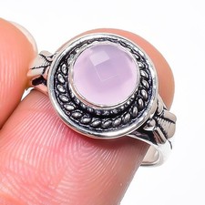 Pink Rose Quartz Gemstone Handmade 925 Sterling Silver All Size Ring For Gift