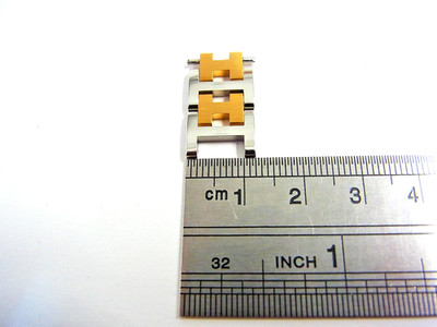 HERMES Clipper Watch 12mm Side Polish Genuine Link Band Bracelet 2pcs Set EX (a