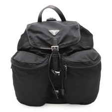 Prada Triangle Logo Nylon Backpack Women Black One Size