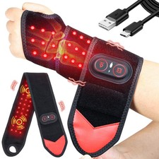 660nm 850nm Red Light Therapy Wrist Massager Brace Heating Vibration Pain Relief