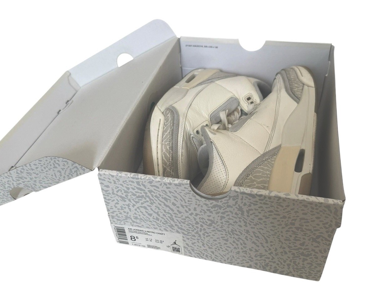 NIKE AIR JORDAN 3 Retro Craft Shoes Ivory/Grey Mist-Cream LIMITED EDITION 8.5 Jordan - Men - Retro 3 Craft - Ivory/Grey Mist/Cream – Nohble main image 3