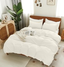 SDAPNAY White Cotton Duvet Cover Full Set 3 Pieces, 1 Full,