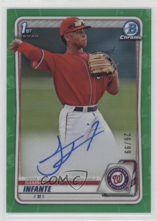 2020 Bowman Draft Chrome Picks Green Refractor 26/99 Sammy Infante Auto 5j8