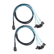 2X MINI SAS HD SFF-8643 to 4 Ports SATA Right Angle Connection Server Cable 1M