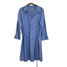 Lilly Pulitzer Dress Women’s Large Beckon Blue Pilar Linen Tunic W/ Belt Resort