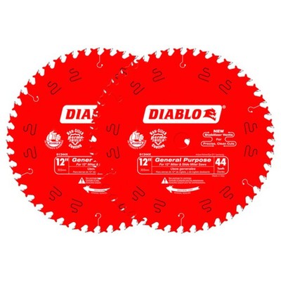 Diablo Tools, 12in. 44 Tooth GP Saw Blade 2-Pack, Blade Diameter 12 in,