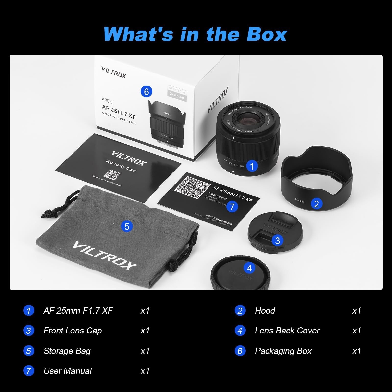 VILTROX 25mm F1.7 XF Mount Lens Large Aperture APS-C STM Auto Focus for Fuji X