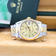 Rolex DateJust 36 16233 Champagne Dial Jubilee Bracelet Bi-Metal Stainless Steel