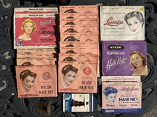 Lot of 19 Vintage Silk Hair Nets Brown New Old Stock 1940s/50's, Grt. Packaging