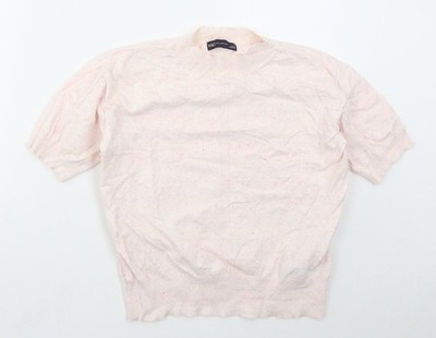 Marks and Spencer Damen Pullover Pulli Rosa Stehkragen Baumwolle Größe S
