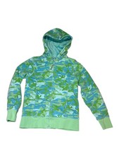 LL Bean Girls Medium 10/12 Sherpa  Lined Hooded Jacket   Blue/Green