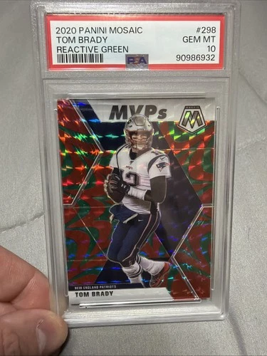 Tom Brady 2020 Panini Mosaic #298 Reactive Green Prizm PSA GEM MINT 10