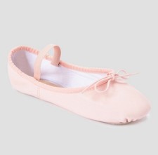 NWT Danskin sz 11 Girls Ballet Pink Shoes Leather cotton lined Round Toe Dance