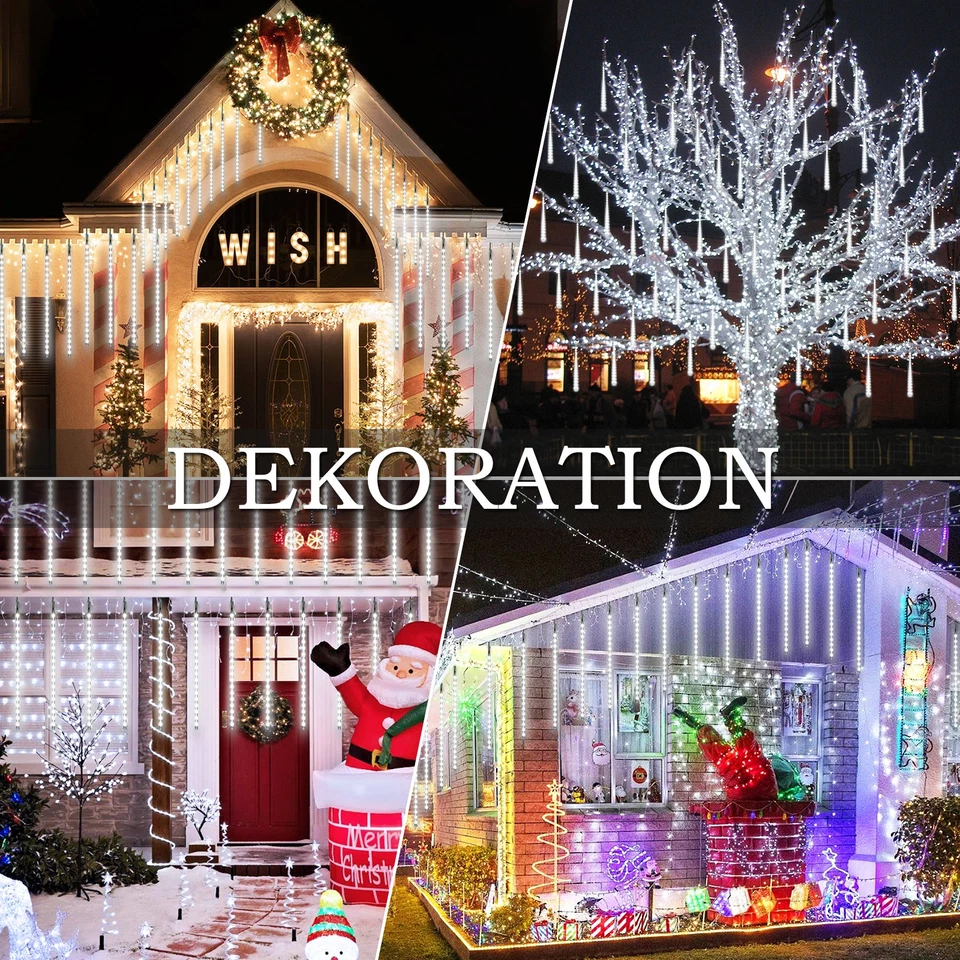 360° LED Lichterregen Meteorschauer Lichterkette Schneefall Eisregen Eiszapfen - Bild 2 von 4