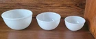 Set of 3 Vintage Fire King White Milk Glass Nesting Mixing Bowls  7” 6” 5"