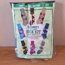 Vintage Fleisher's Easy Care Sock Kit Of Win-spin Yarn Natural Heather New Retro