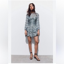 ZARA Metallic Printed Ruched Dress