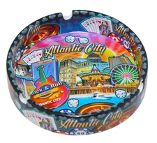 Atlantic City New Jersey Scene Full Wrap Porcelain Ashtray 5"