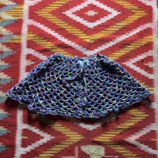 Handmade Crochet Capelet Women's Multi Purple Shawl Poncho Mesh Lace Boho Scarf