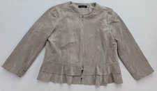 Ivanka Trump Women's Blazer Jacket Size L Beige Faux Suede Full Zip Classic