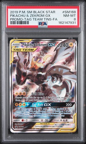 Pikachu & Zekrom-GX graded PSA 8 for sale on eBay