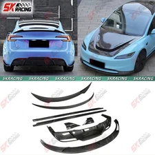 Carbon Fiber Rear Spoiler Wing Side Skirts Hood BodyKits For Tesla Model 3 24-25