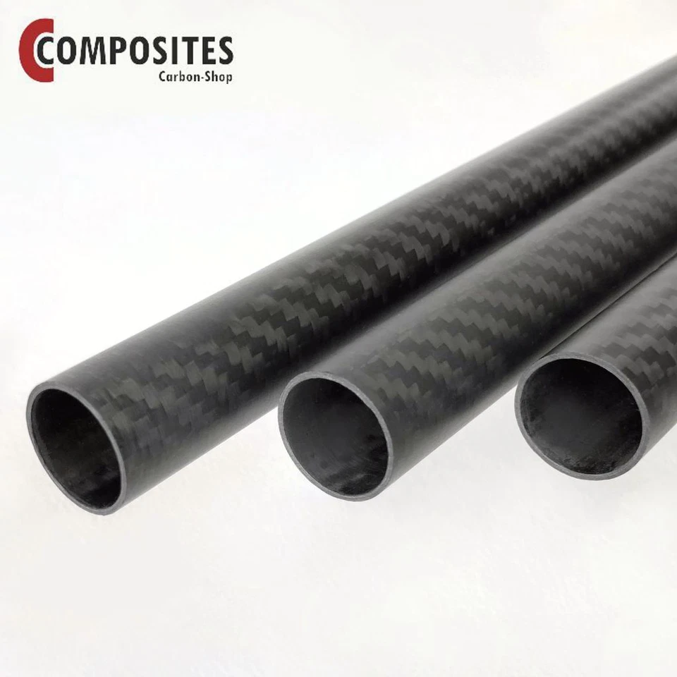 C-COMPOSITES CFK Sichtcarbon-Rohr MATT Ø6 bis 20 mm Länge 1000 mm Rund-Rohr gewickelt Karbon