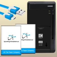 High Grade 2x 1550mAh Grade A Battery Charger  Cable f Cingular Flip IV U102AA