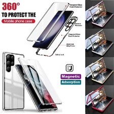 For Samsung S24 FE S24+ Ultra 5G 360° Full Cover Magnetic Absorption Metal Case