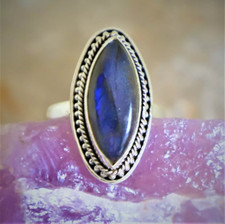 Labradorite Gemstone 925Sterling Silver Ring Gift For Her Handmade Jewelry D-216