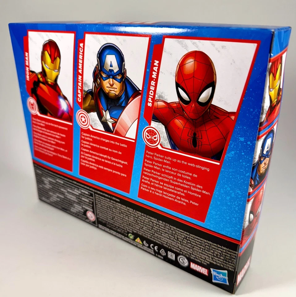 Paquete de 3 figuras de juguete Hasbro Marvel Iron Man, Spider-Man, Capitán América de 6 pulgadas Foto 2 de 4