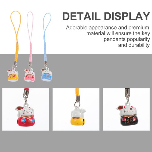 5 Pcs Fan Lucky Cat Pendant Miss Mobile Phone Beckoning Keychains - Zdjęcie 12 z 12