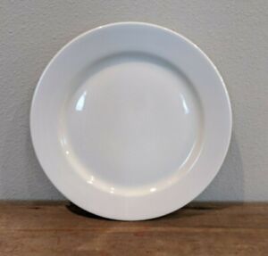 Crate & Barrel White Round Wide Rimmed Dinner Plates 12" Made in Poland