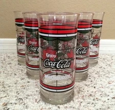 6 Whataburger Coke Coca Cola Christmas Holiday Poinsettia Collectible Glasses