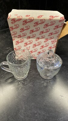 3 pc Princess House Crystal Fantasia Cream & Sugar Set