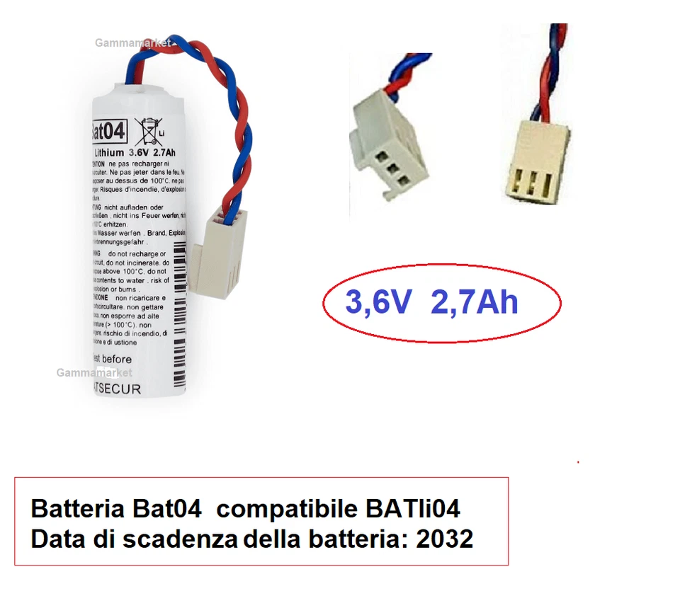 1 Batteria Litio Batsecur BAT04 compatibile Logisty BATLi04 3,6 V 2,7 Ah