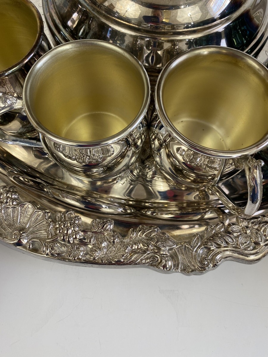 FB Rogers Silver Co Silverplate Punch Bowl Set 16 Cups
