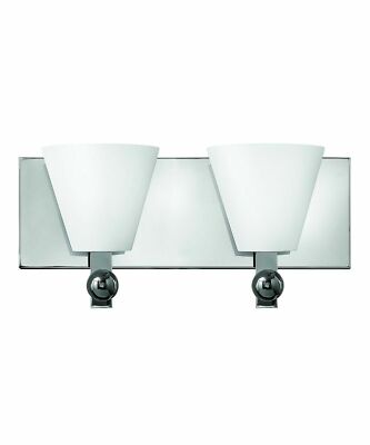 Fredrick Ramond Two Light Vanity with Etched Opal Glass, Polished Chrome