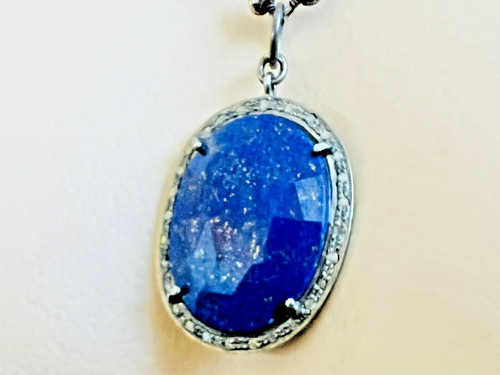 Bettina Duncan 38” Beaded Marcasite Chain w/ Faceted Gemstone Pendant Necklace - Picture 4 of 9