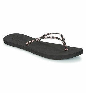Pink and Black Rhinestone Ankle Strap Flat Sandals for Party, Night club, School | FSJ