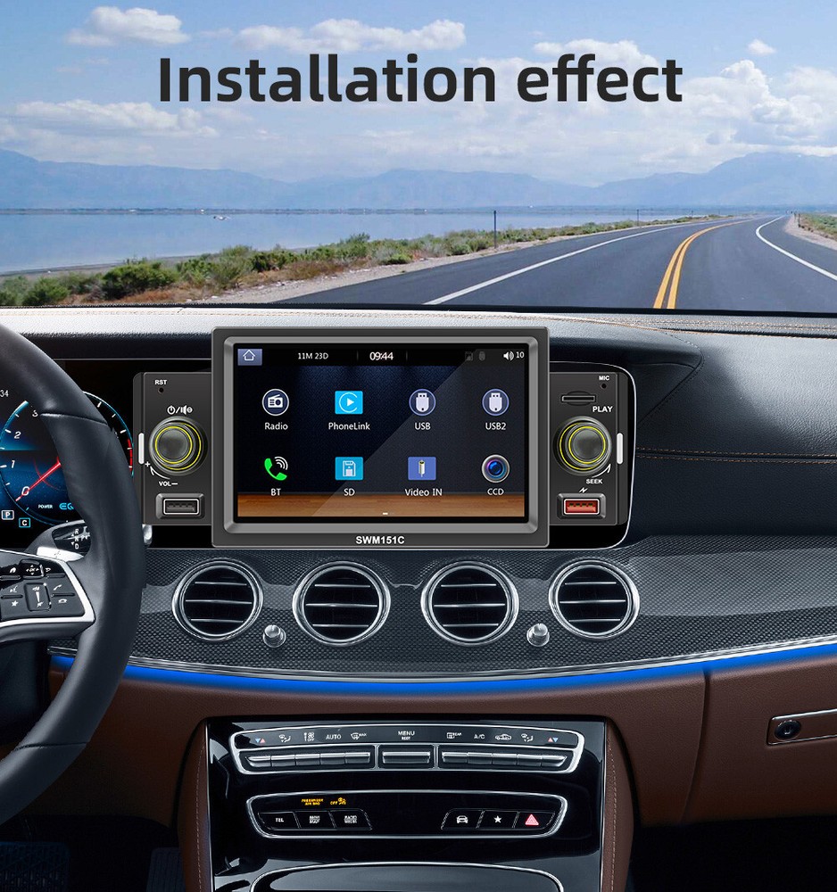 Single 1 DIN 5in Car MP5 Player Bluetooth Touch Screen Radio Stereo Audio System