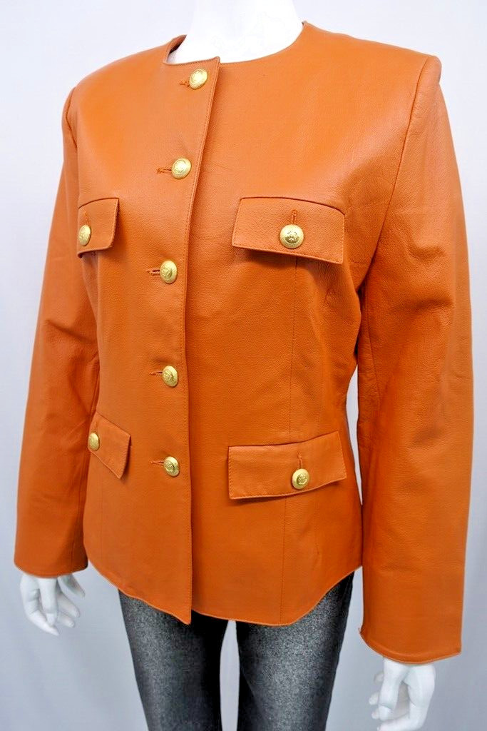 DINO`Z Leather Jacket Italy size 42 Orange image 2