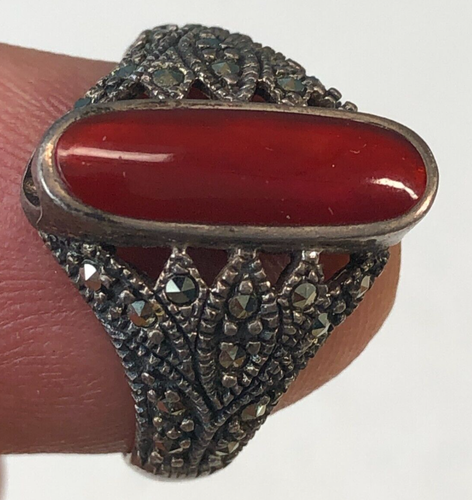 Carnelian Oval Sterling Silver Ring; size 9 - The Fossil Cartel Carnelian Oval Sterling Silver Ring; size 9 - The Fossil Cartel
