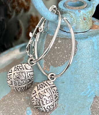 Silver Easter Bunny Rabbit Hoop Dangle Easter