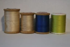 Talon Thread Wooden Spools Mercerized Lime Green Royal Blue Tan Beige Used