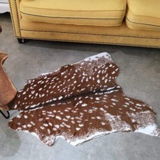 Sika Deer Animal Print Sofa Carpet Faux Fur Cowhide Rug Bedside Mat 90 105cm